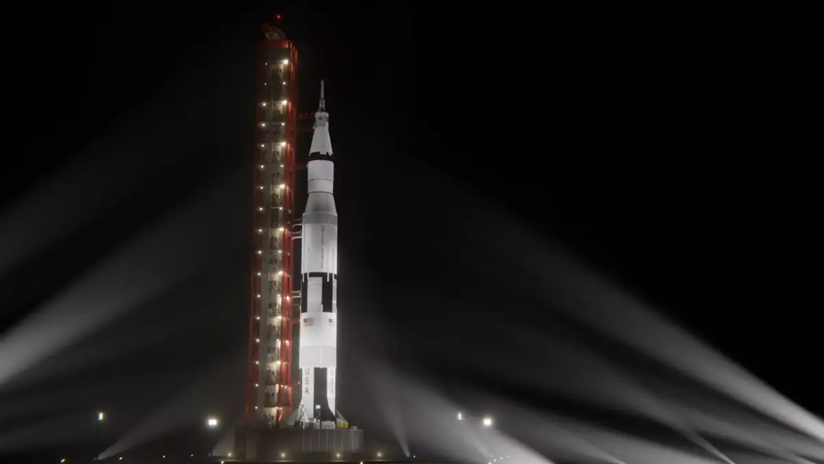 Saturn V Launch Vehicle with Apollo Spacecraft and Launch Tower 3D model