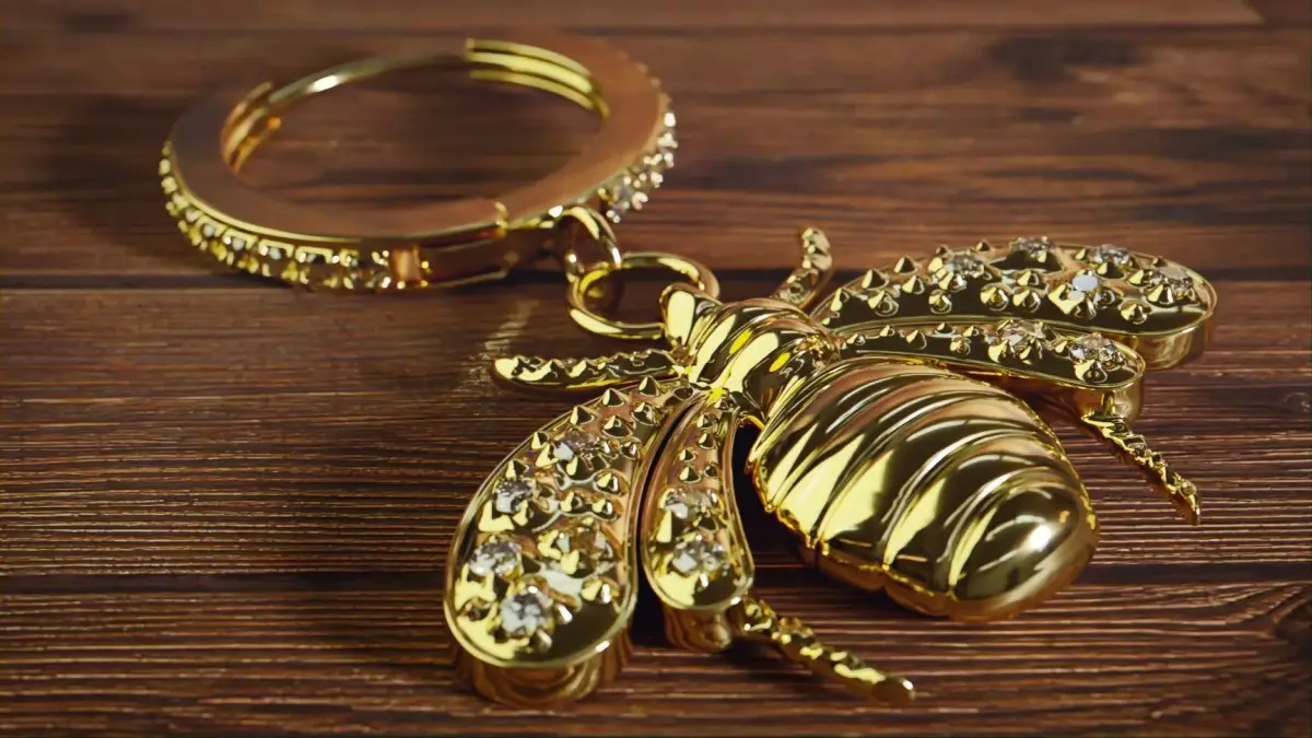 Jewelry Gold Bee Scene Low-poly 3D model