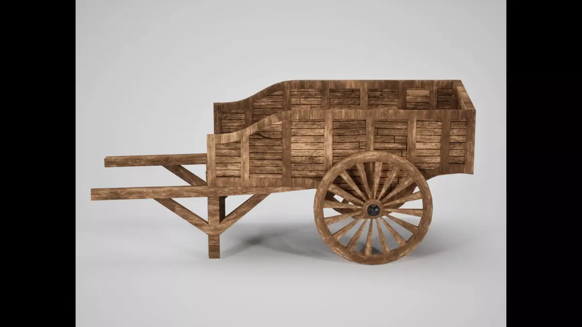 Medieval Wooden Cart  Game Ready 3D Asset Low-poly 3D model