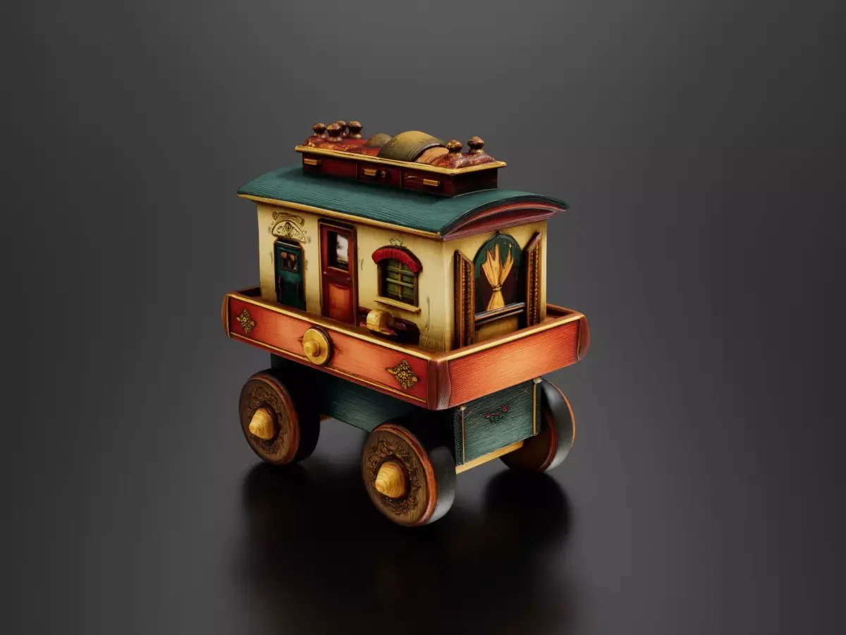 wooden train toy 02 3D print model