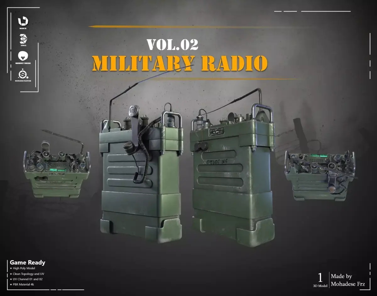 Military Radio - VOL 02 - Game Ready 3D model
