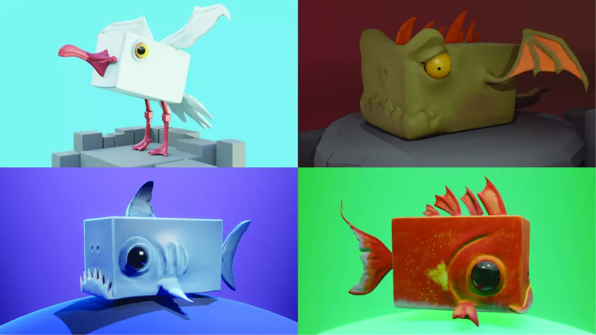 Stylized Creatures PACK Low-poly 3D model