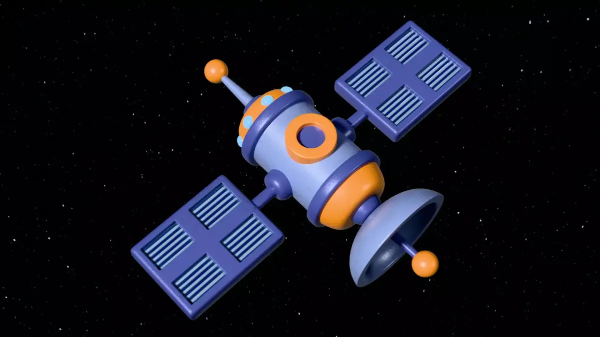 Stylized cartoon satellite Low-poly 3D model