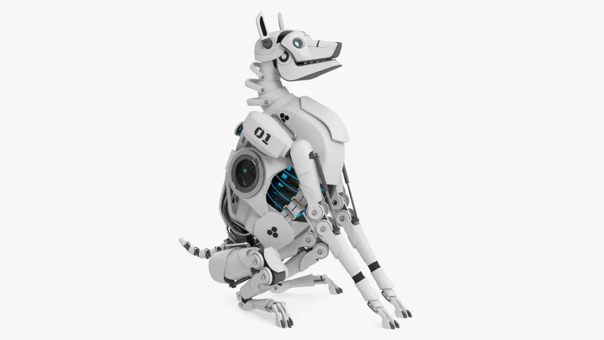 Sitting Futuristic Robotic Dog White 3D model