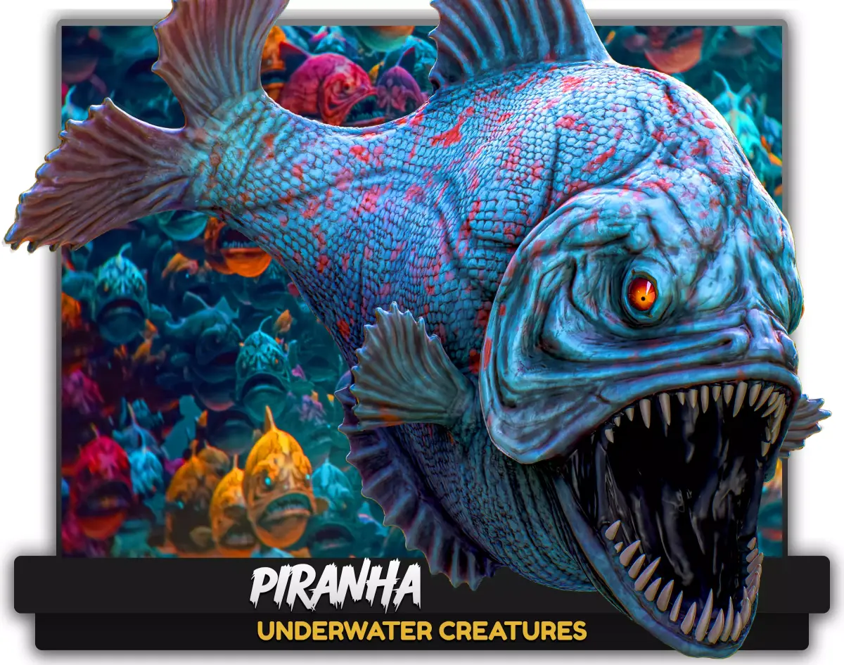 The Piranha Fish - Ocean predator - Pirana 3d model - 10 Low-poly 3D model