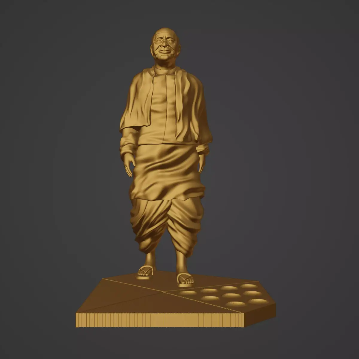 Statue of Unity or sardar patel Low-poly 3D model