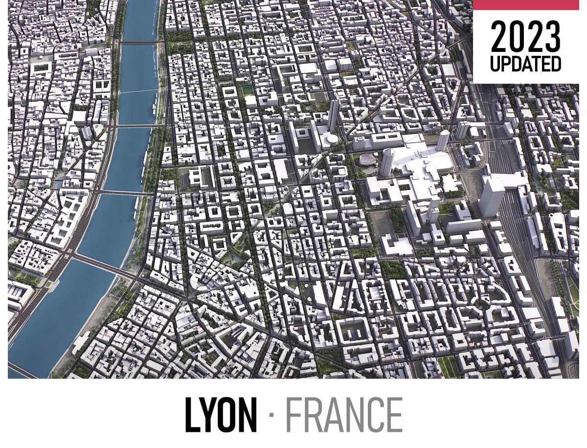 Lyon - 3D City Low-poly 3D model