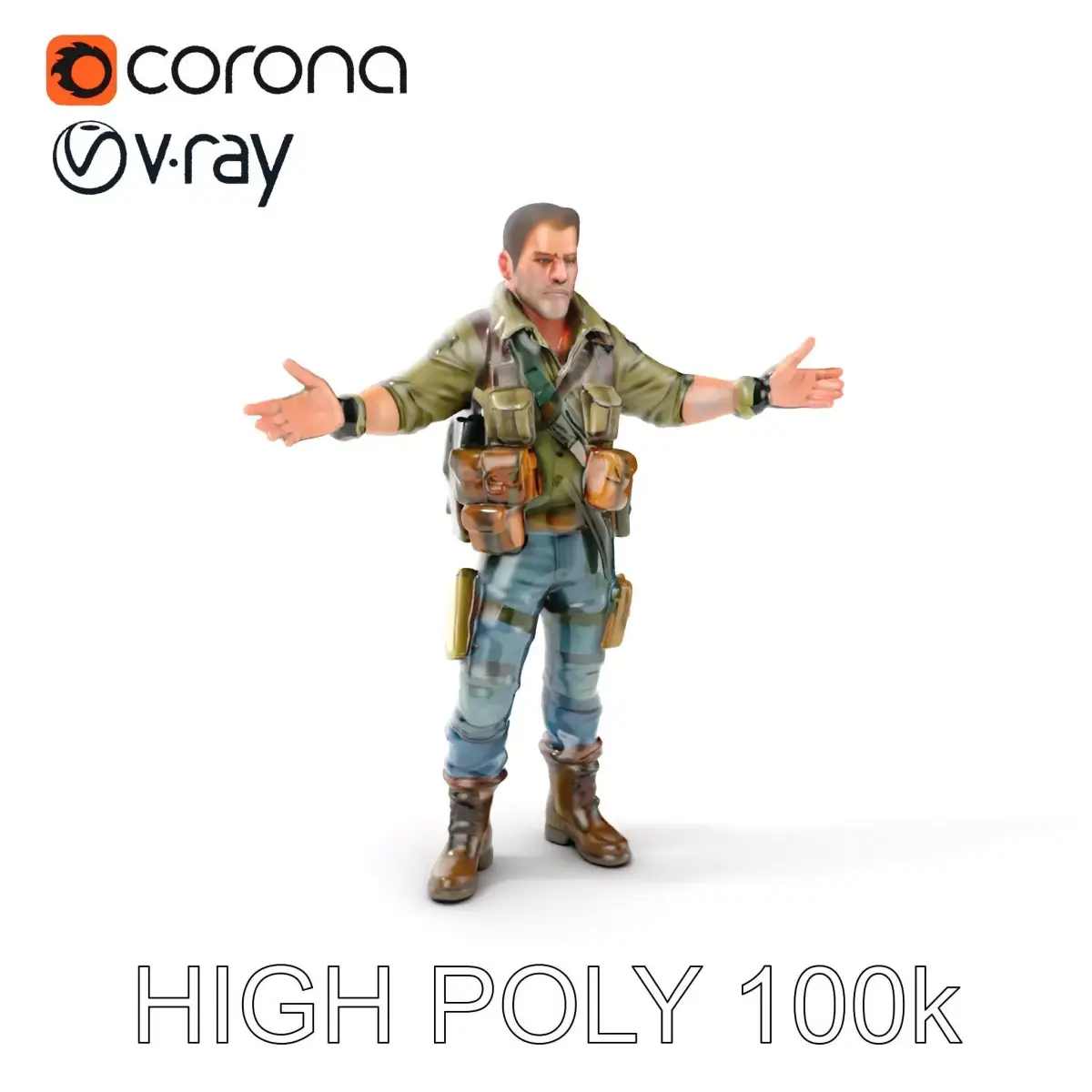 Military Tactical Soldier Rigged and Animated D Model Low-poly 3D model