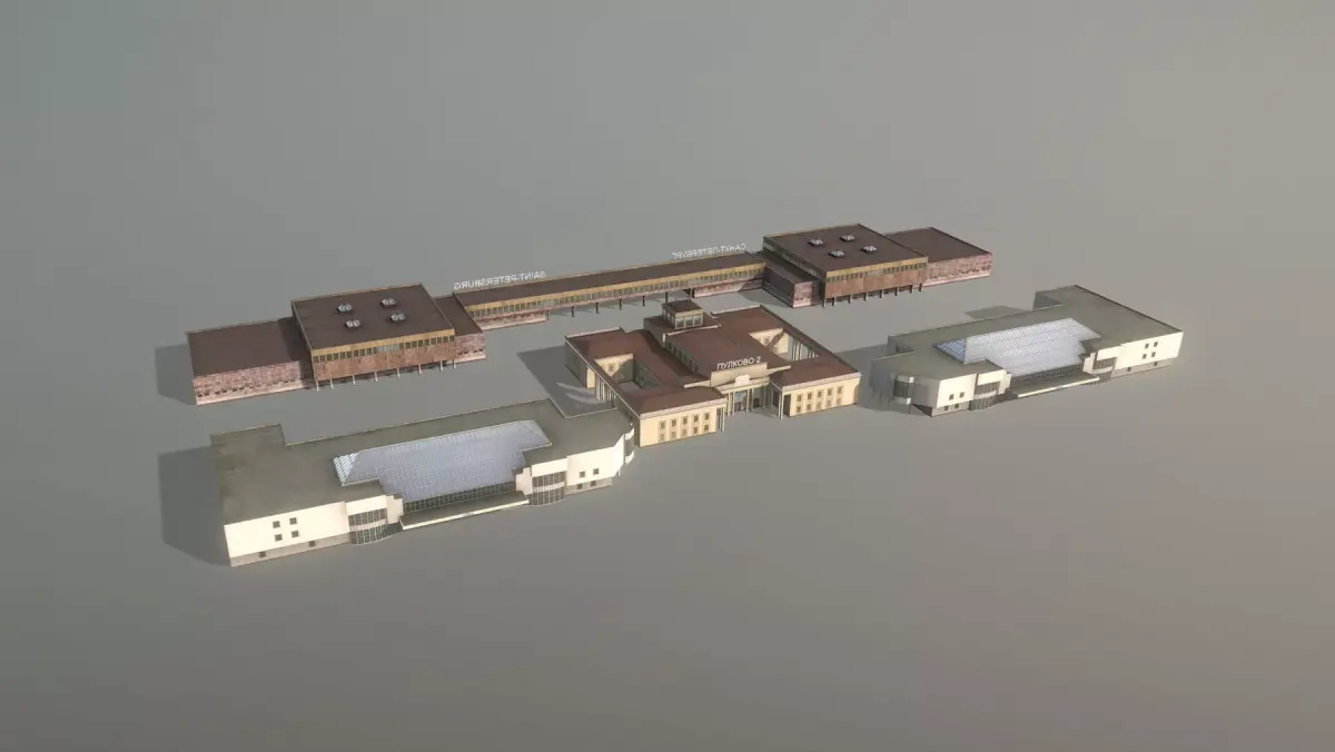 Airport Terminal ULLI Terminal Pulkovo2 Low-poly 3D model
