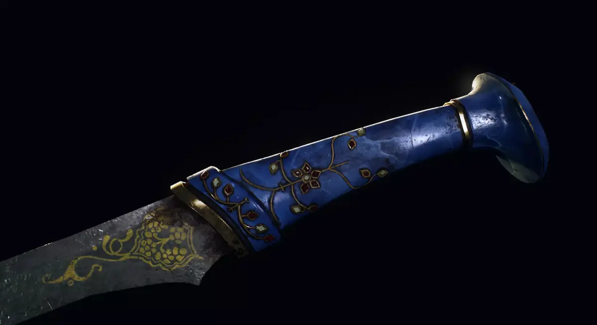 Scimitar with Celestite Gem Hilt Low-poly 3D model