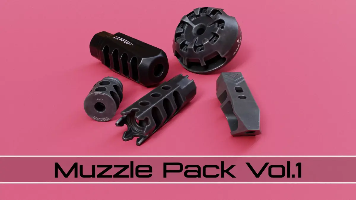 Muzzle Brake Pack Vol 1 Low-poly 3D model