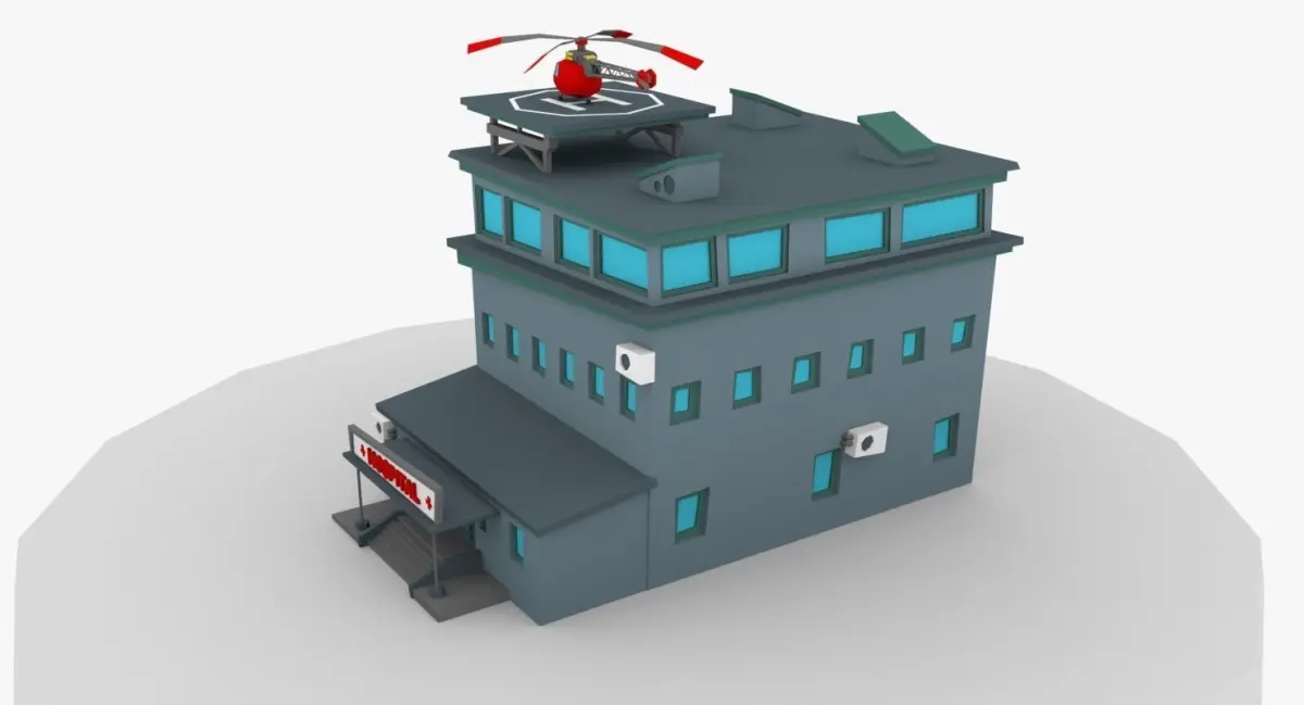 LowPoly Cartoon Hospital Low-poly 3D model