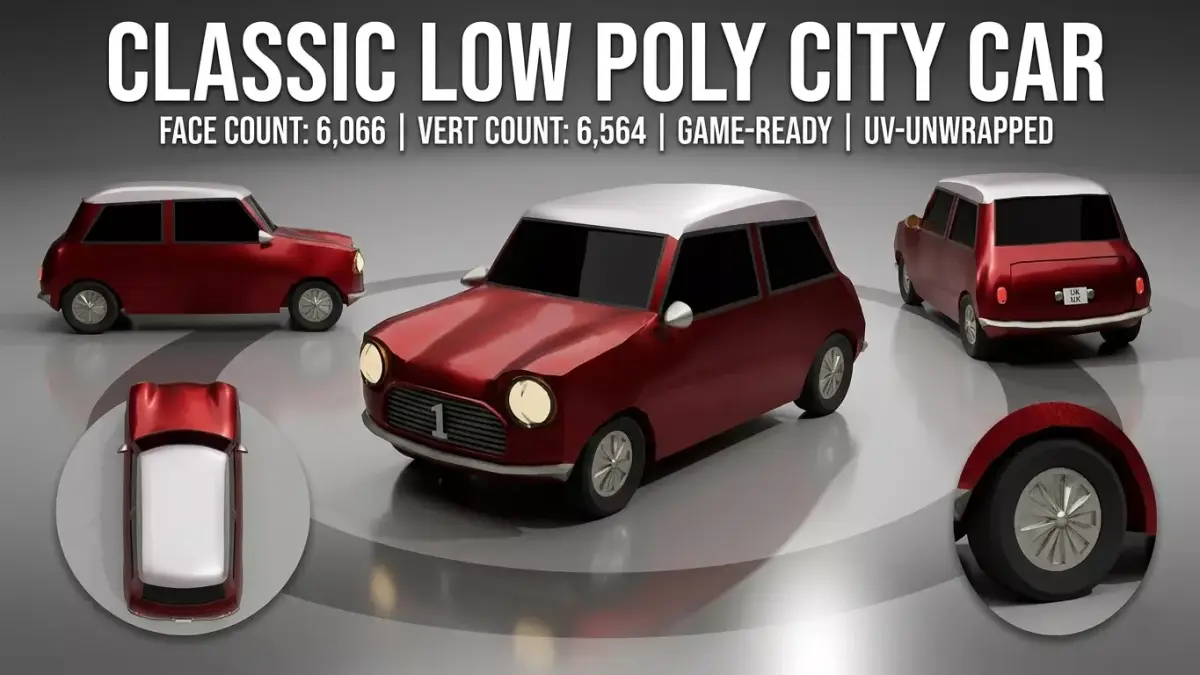 Low Poly Small SUV Game-ready vehicle FBX OBJ Low-poly 3D model