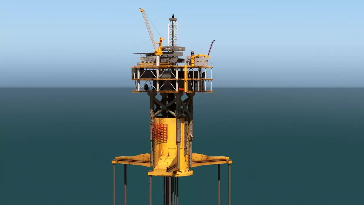 Old TPL Tension Leg Oil Platform Low-poly 3D model
