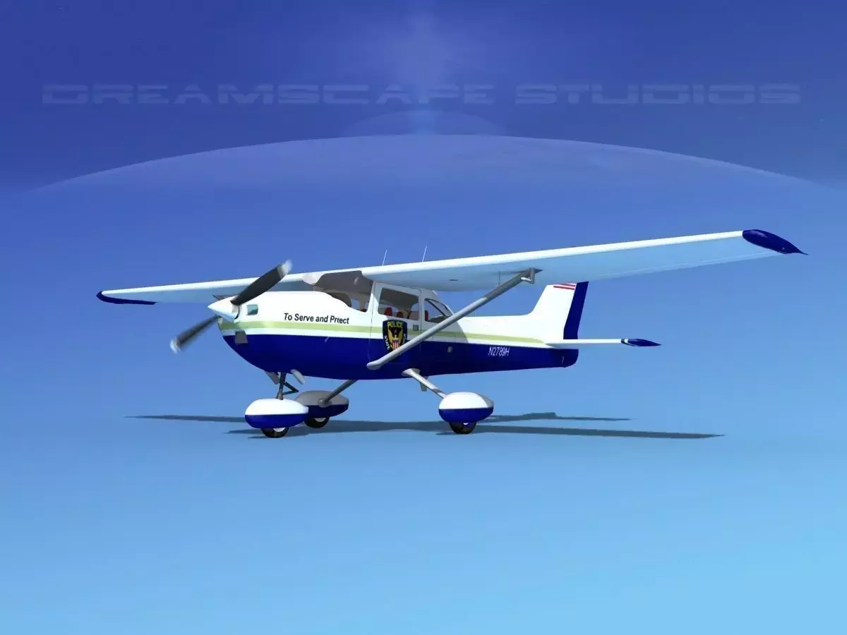 Cessna 172 Skyhawk 1976 State Police 3D model
