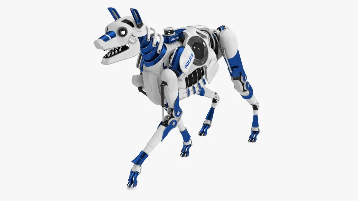 Futuristic Police Robot Dog Walking Pose 3D model