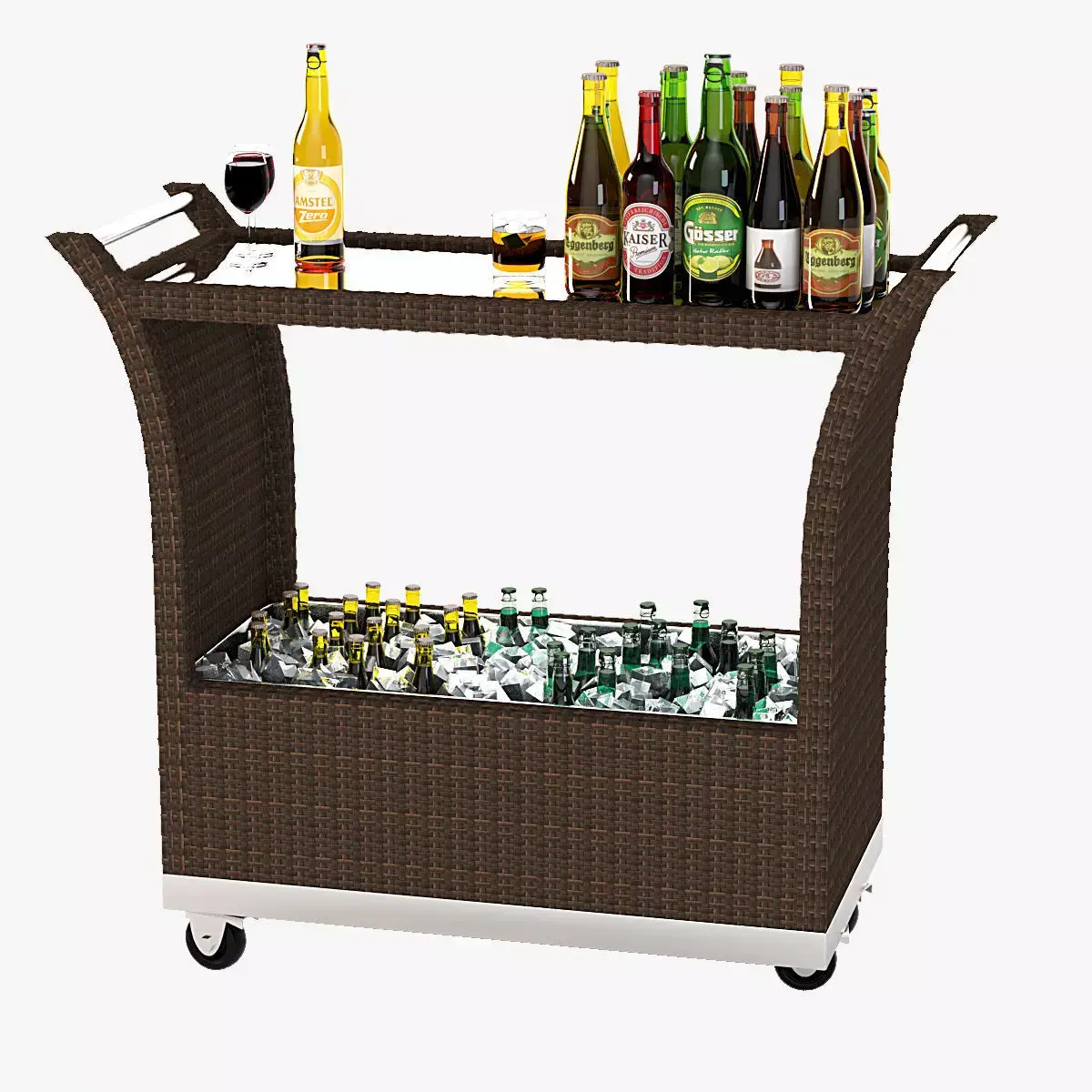 Outdoor Wicker Beverage Carts The Urban Backyard 3D model