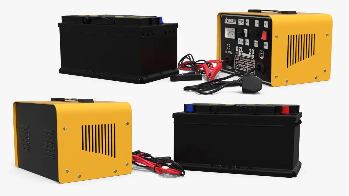 Automotive Battery with Portable Charging Unit 3D model