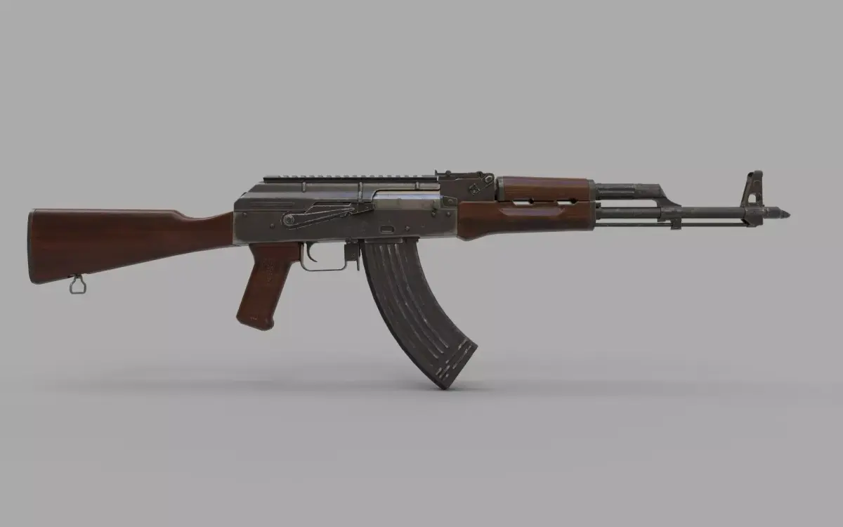 AKM machine gun  Low-poly 3D model