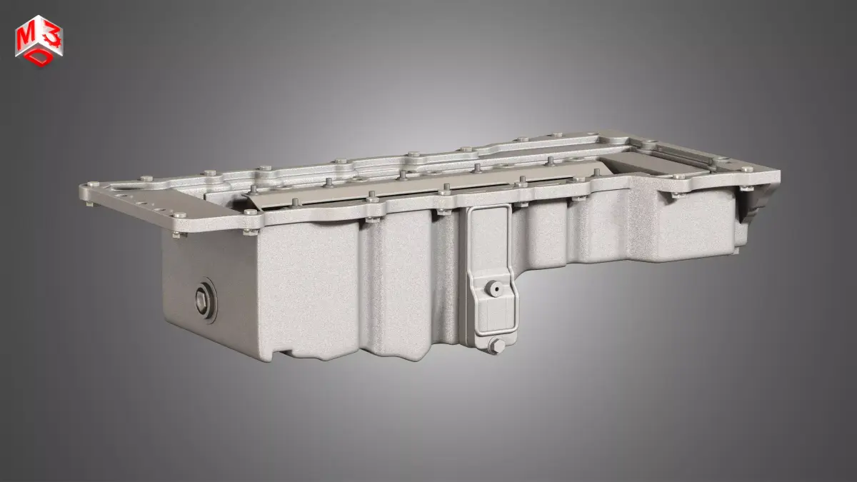 Oil Pan with Cover and Bolts 3D model