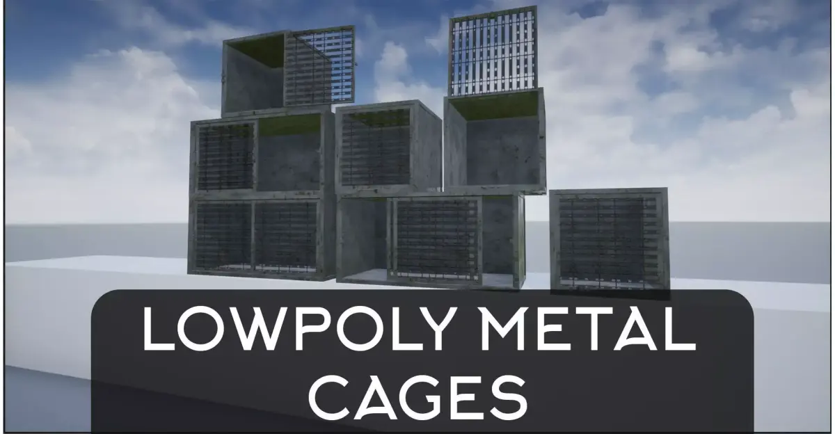 Lowpoly Metal Animal Cages Low-poly 3D model