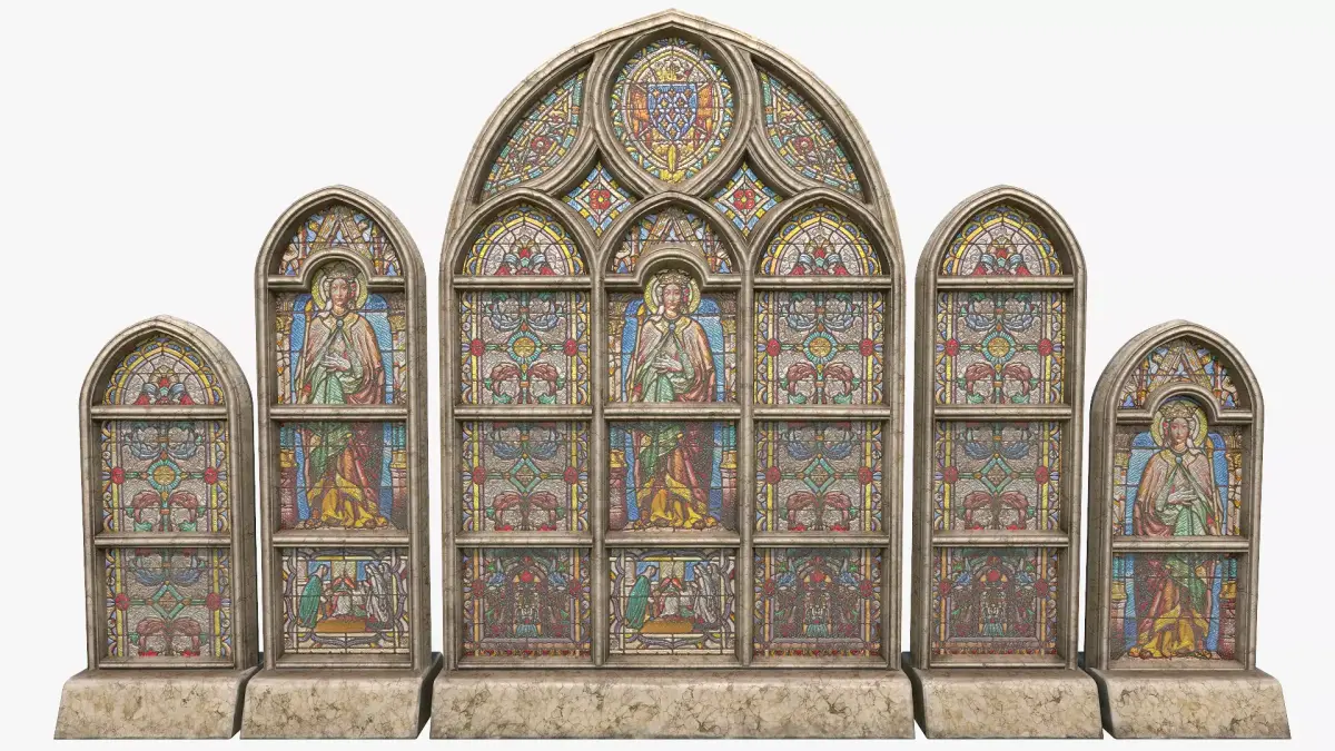 Stained Glass Window Pack Low-poly 3D model