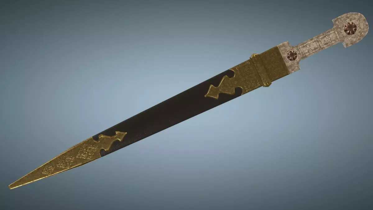 Unique Caucasian dagger Qama or Cossack dagger Low-poly 3D model