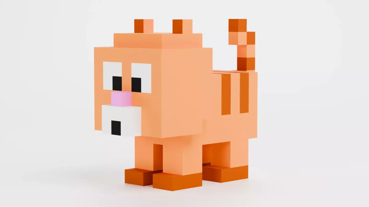 Voxel Cat - Stylized Character Low-poly 3D model