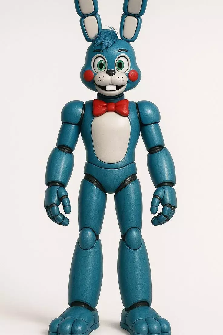 Blue Bunny Robot 3D Animatronic Red Bowtie Game Character Low-poly 3D model