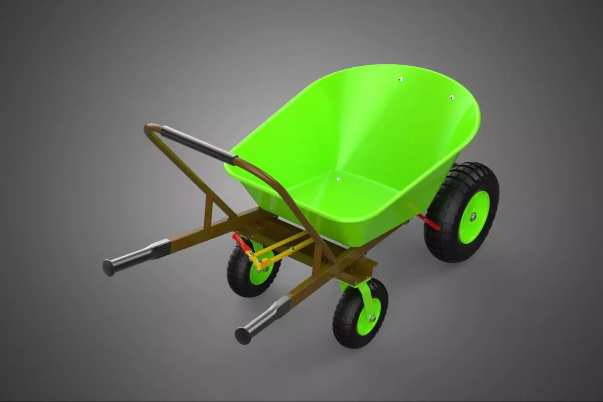 BRAKE TIPPING FOUR 4 CASTER WHEEL WHEELBARROW BARROW DUMP GARDEN 3D model