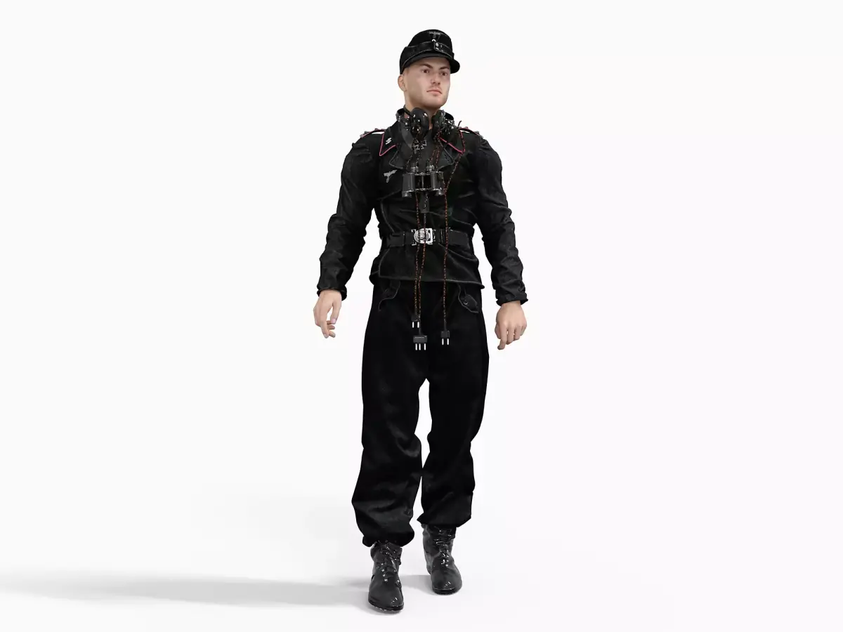 German Panzer Crew Soldier WWII Low-poly 3D model