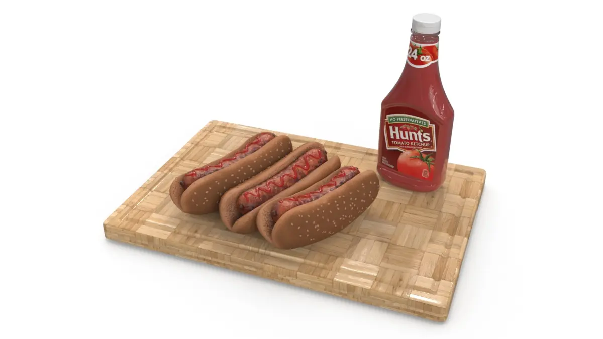 Dark Bread Hot Dogs Crispy Sausages 3D model