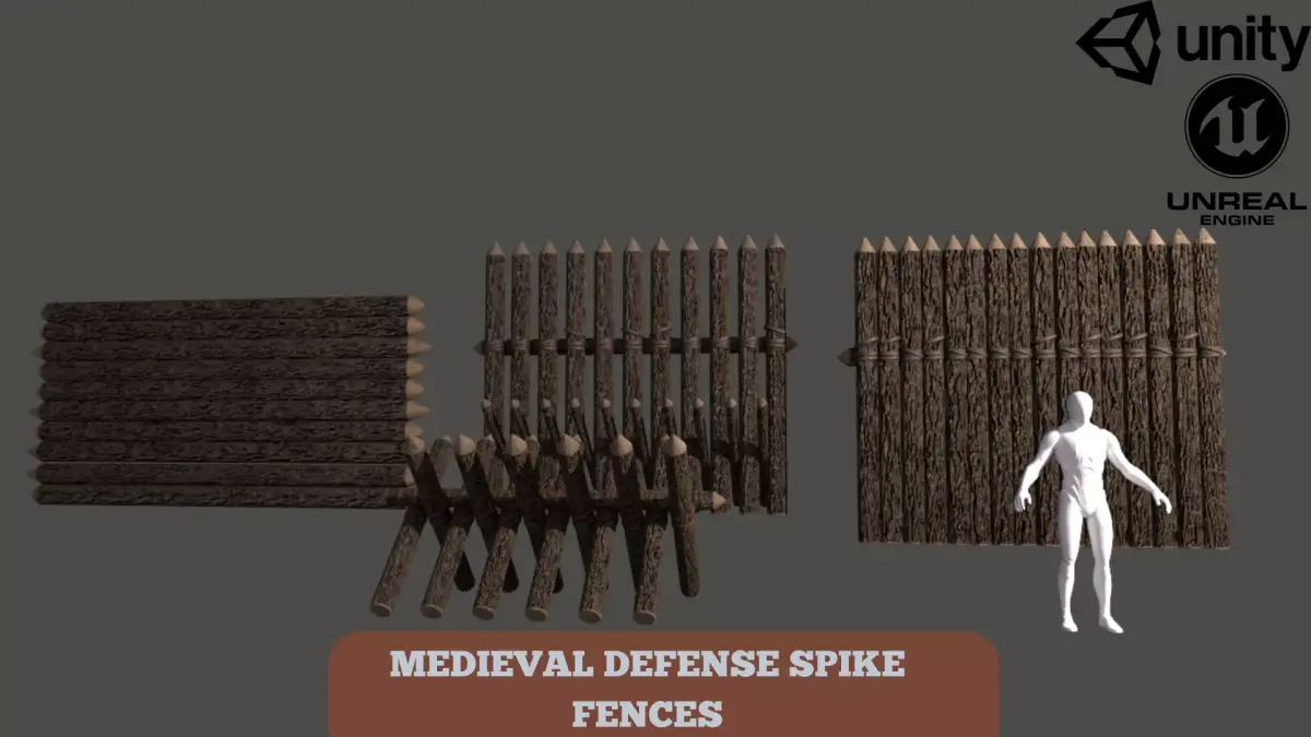Medieval Defense Spikes Fences Walls Low-poly 3D model