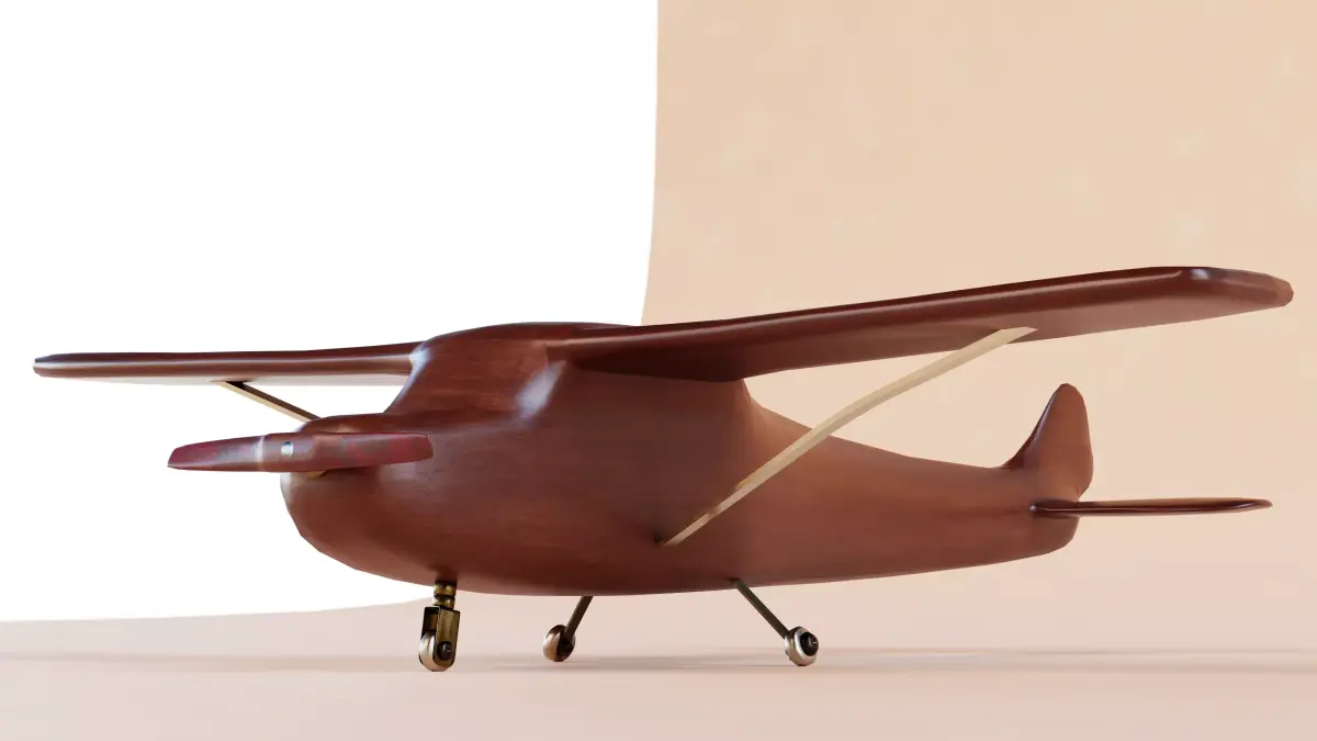Wooden Airplane Low-poly 3D model