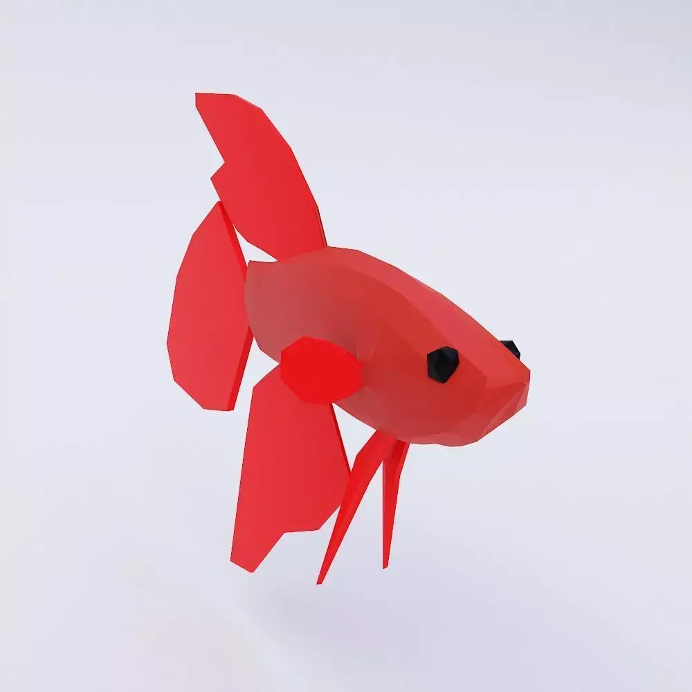 Red betta fish low poly 3d model  Low-poly 3D model