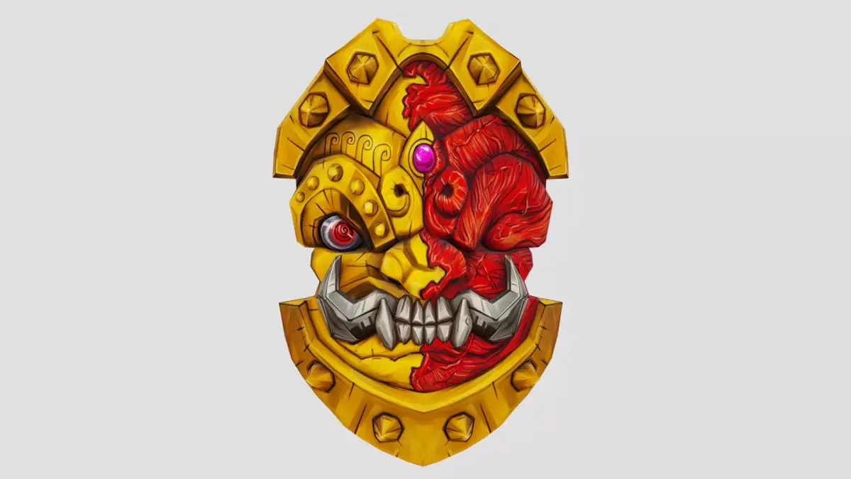 Golden Shield Mask Red Muscle Mutation Lowpoly Weapon Low-poly 3D model