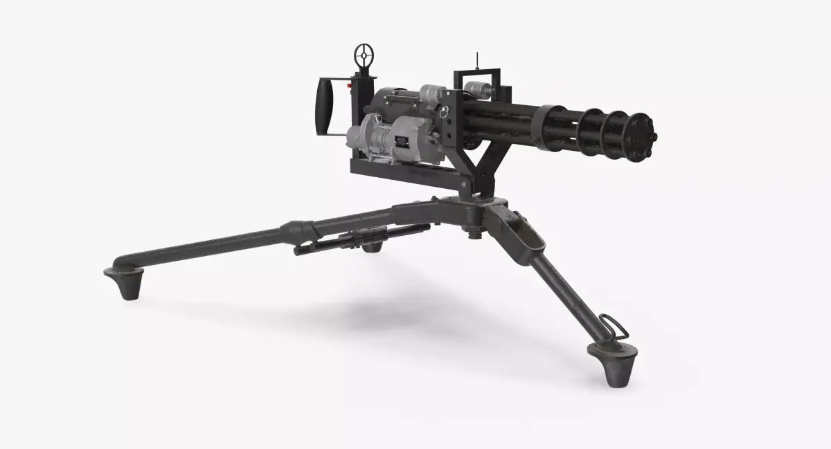 M134 Minigun Tripod Mounted Dirt Low-poly 3D model