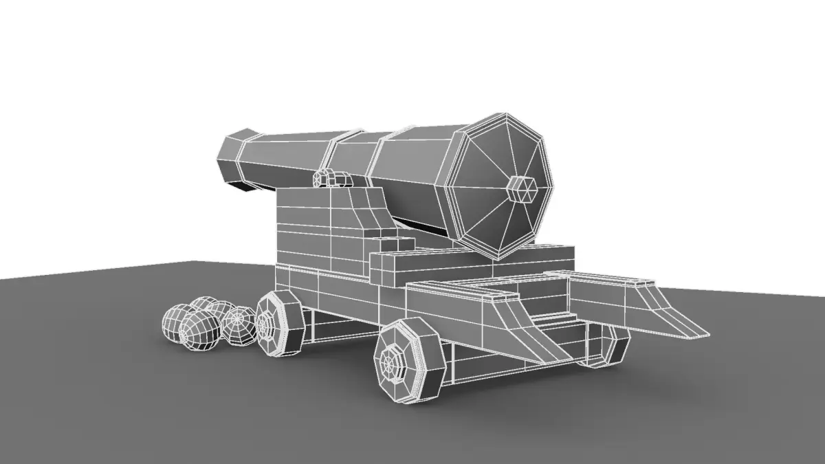 Canon cannon on wheels 3D model