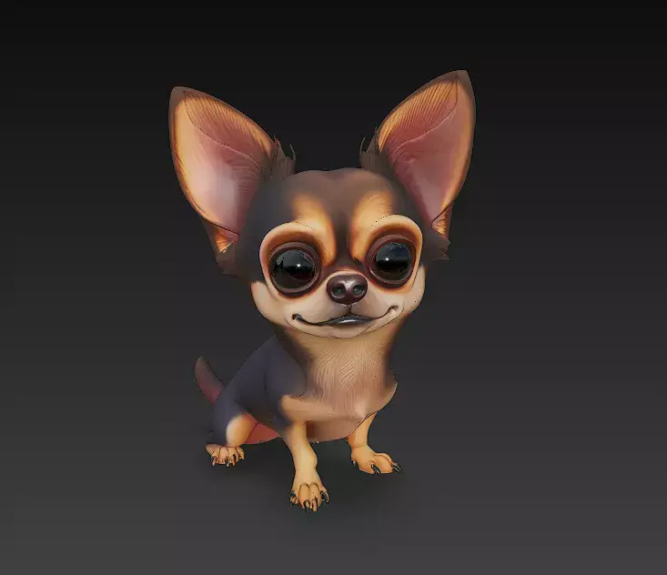 Chihuahua Dog Realistic 3D Model - Low Poly Realistic Low-poly 3D model purchase