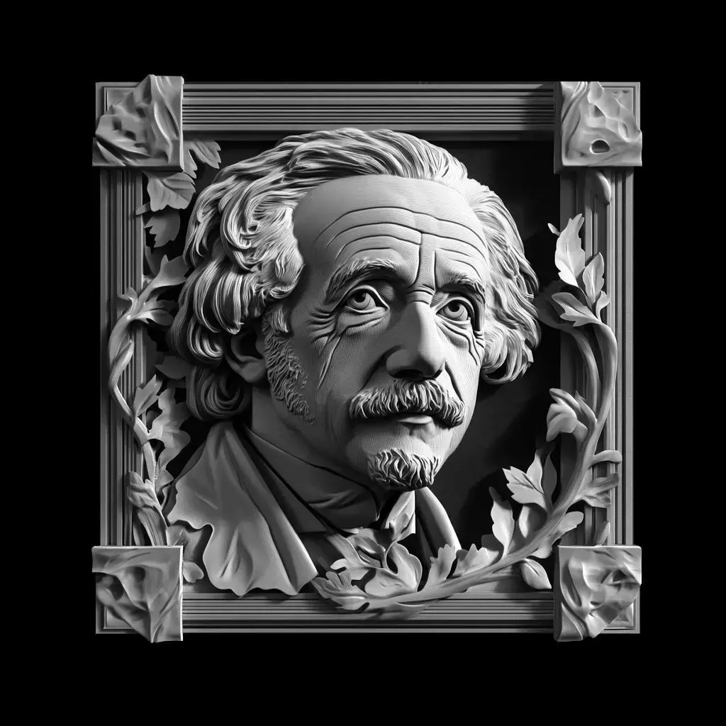 Albert Einstein Bas Relief 3D print model