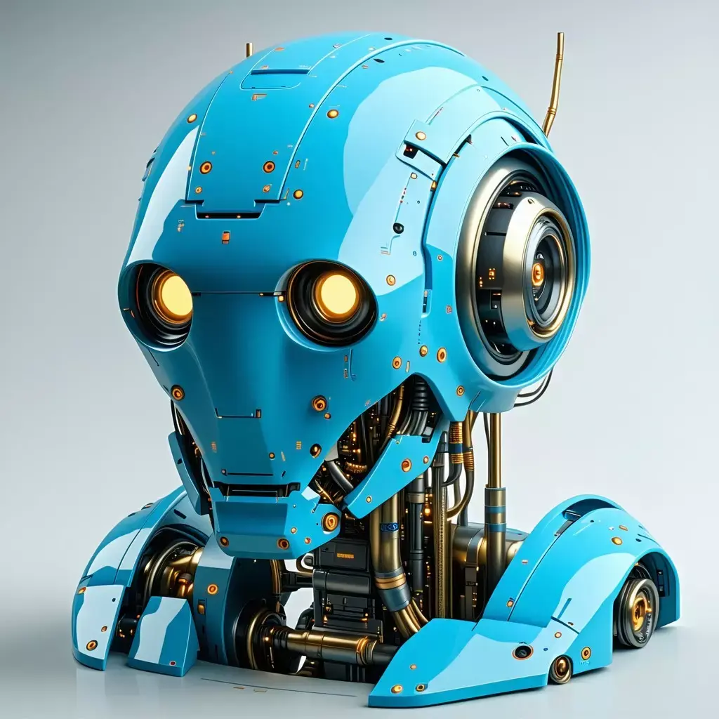 Blue SciFi Robot Head Low-poly 3D model
