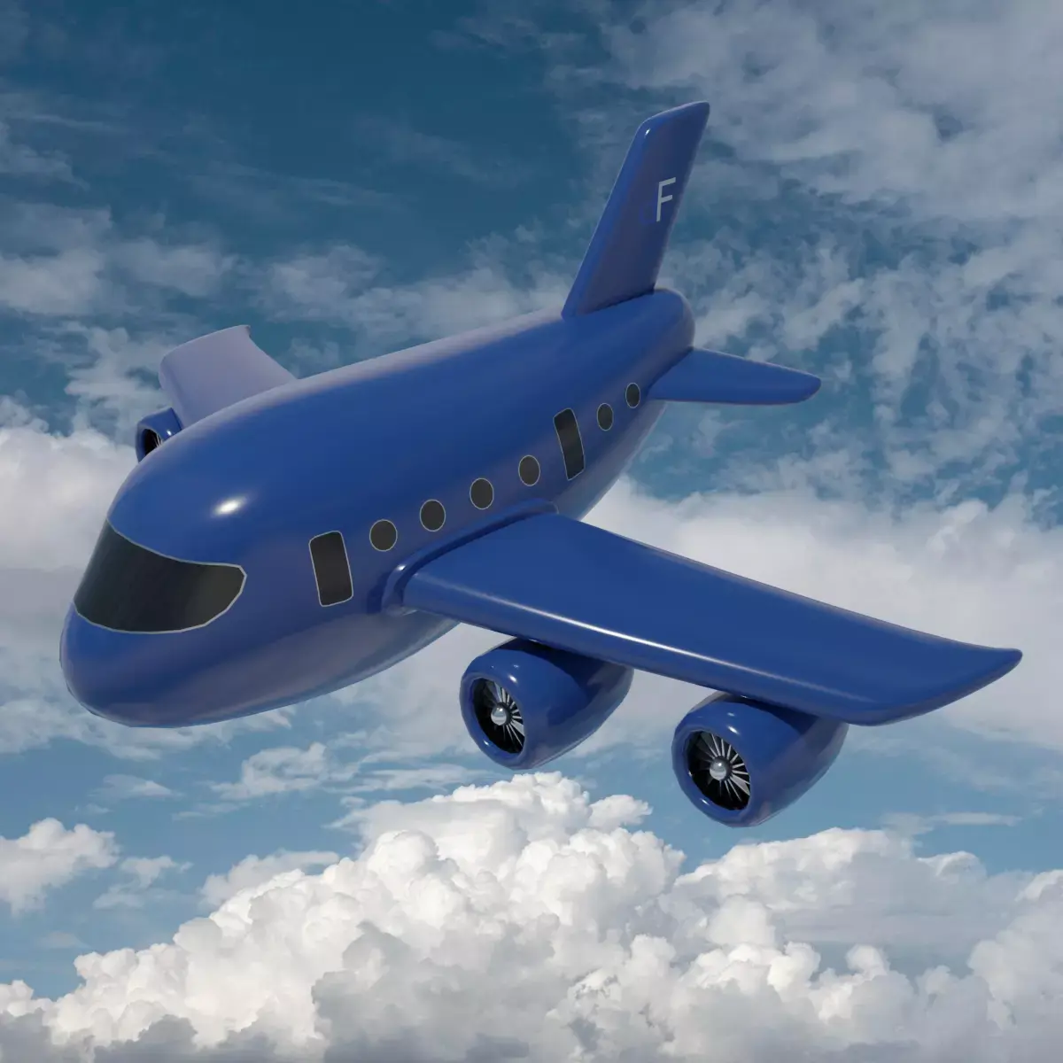 Cartoon Airplane Low-poly 3D model purchase