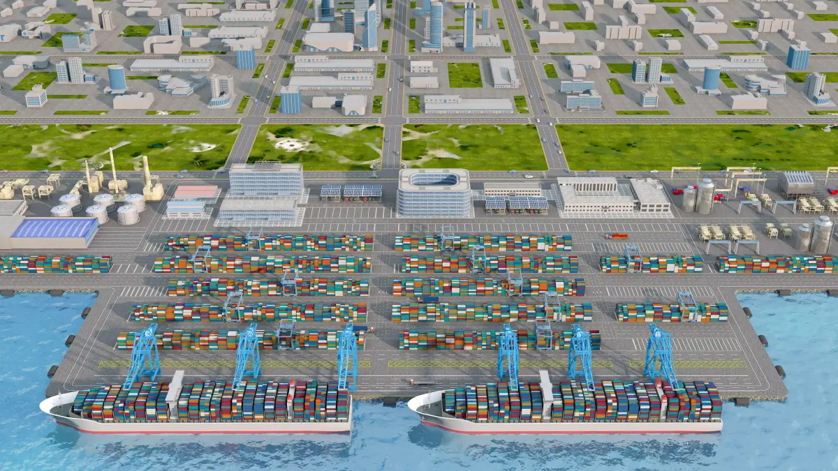 Freight terminal port 3D model