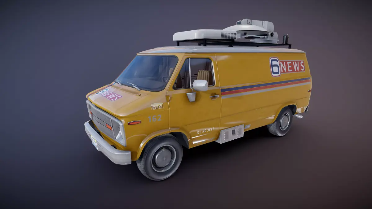 80s News van Low-poly 3D model