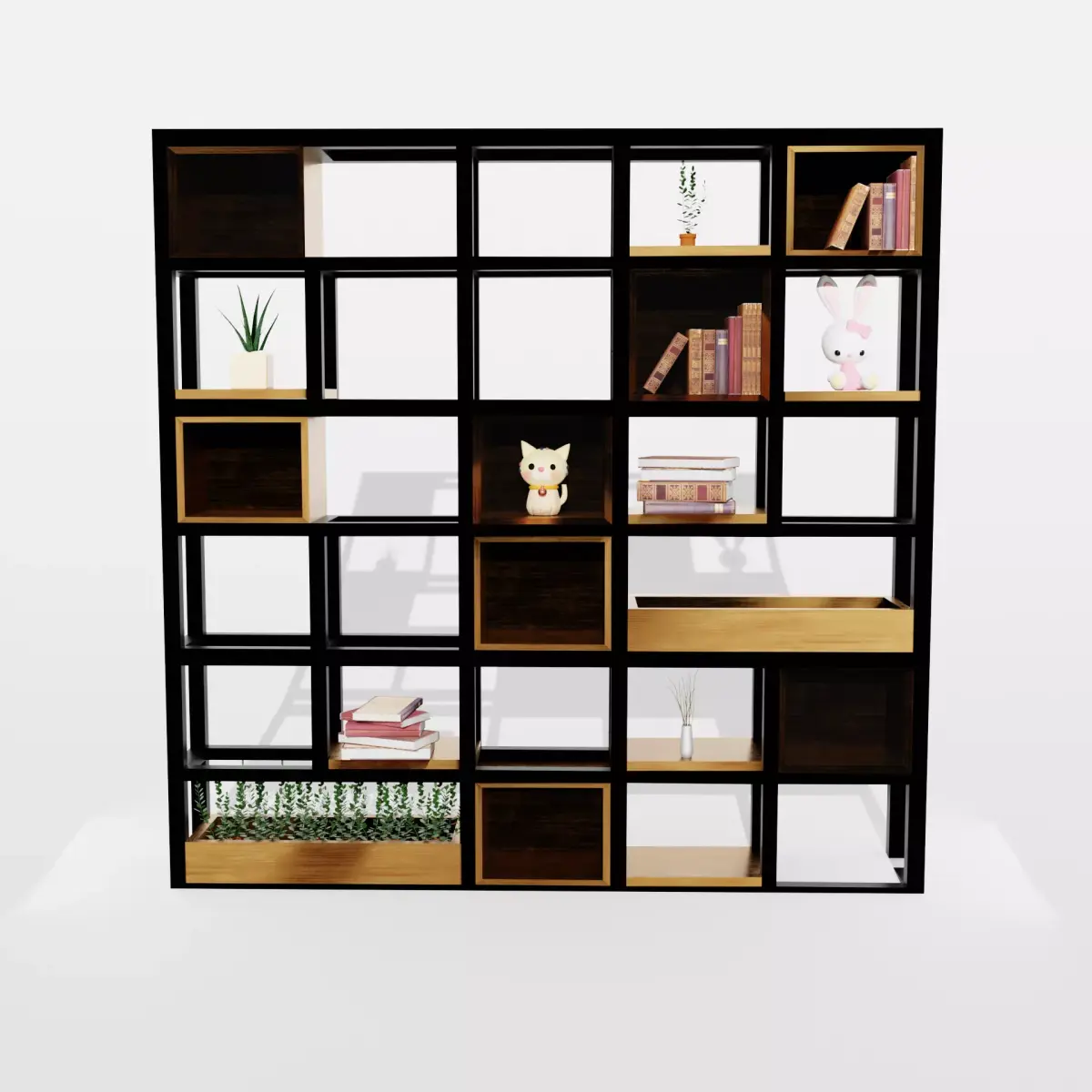 Bookshelve 3D Model bookcase with bookshelves and shelves Free 3D model