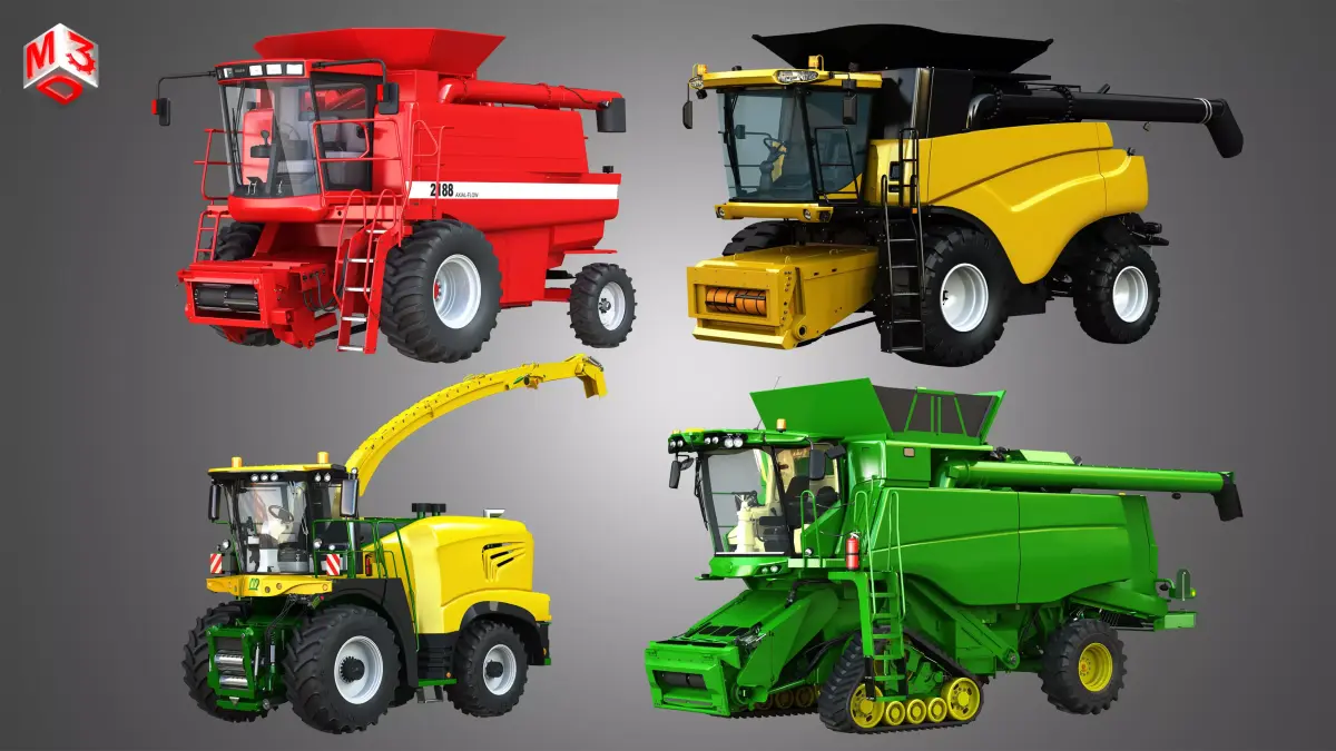 Combine Harvesters  4 in 1 3D Model Pack