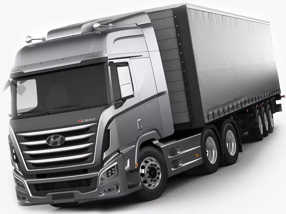 Hyundai Xcient with trailer 3D model