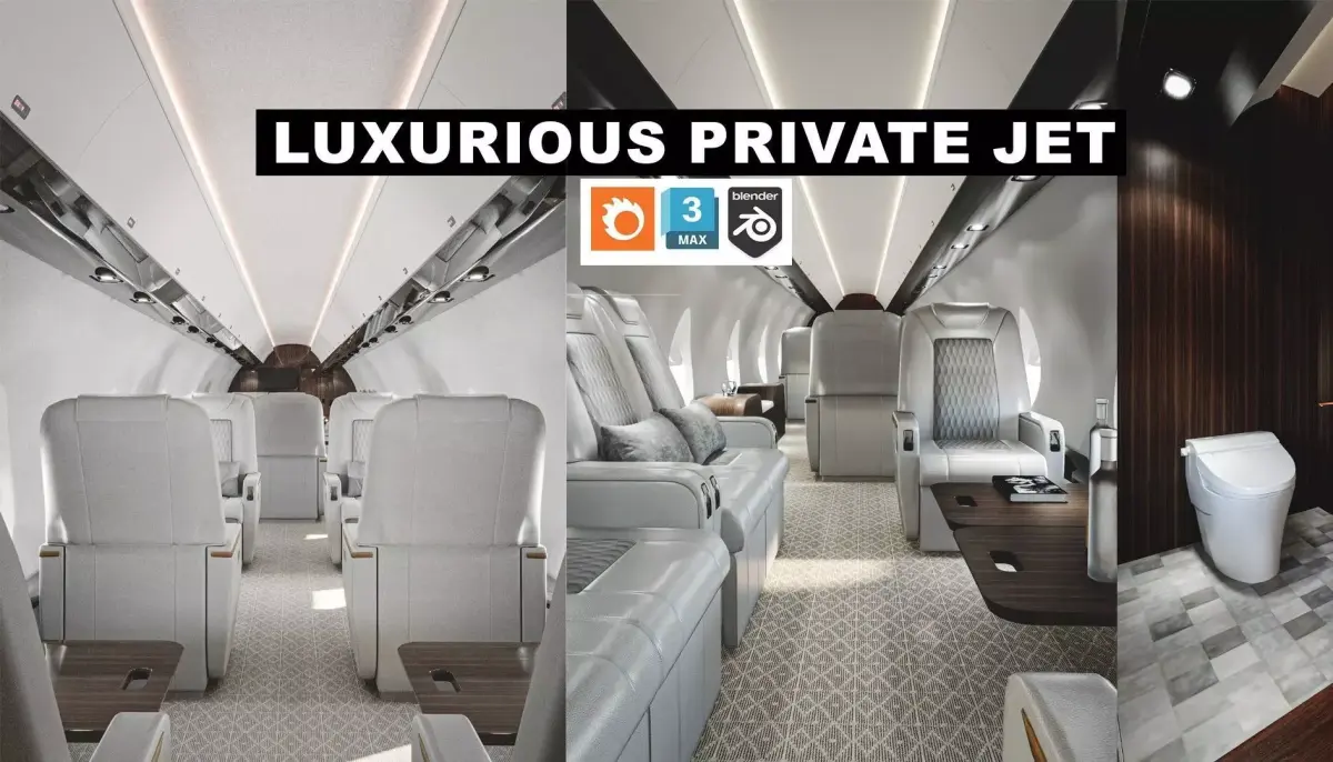 Luxury Private Jet Interior 3D model