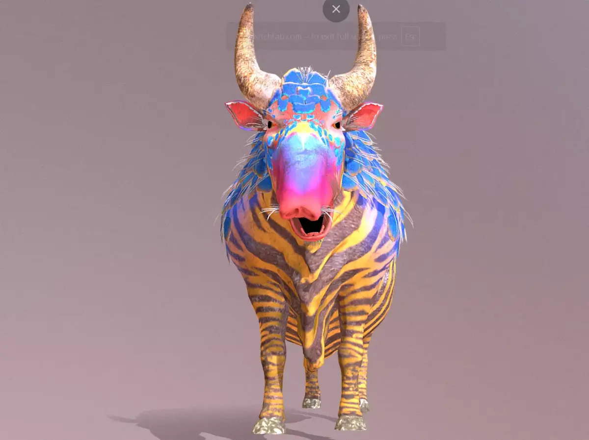 Mythical Zebra COW CHAWING IDLE 3D model