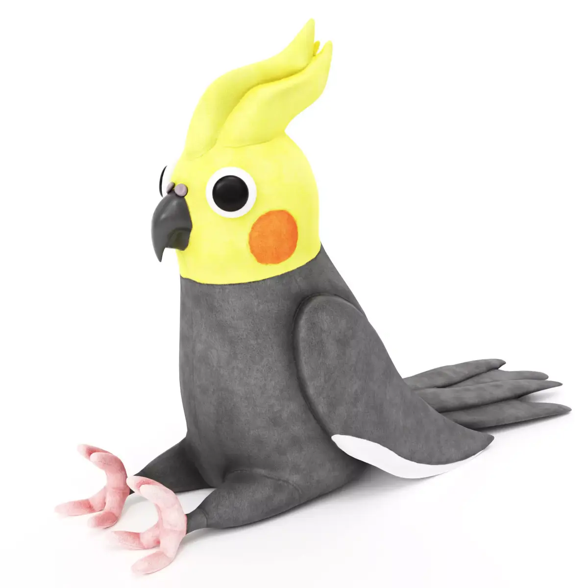 Toy cockatiel parrot Low-poly 3D model